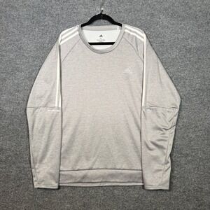 Adidas Sweatshirt Mens XL Gray Aeroready Running Long Sleeve Pullover Fleece